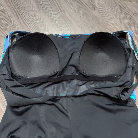 Great Lengths Black Tropical Foliage Print One-Piece Bathing Suit - Picture 5 of 8